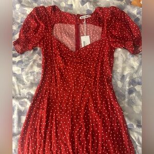 Reformation Red and White Polka Dot Dress